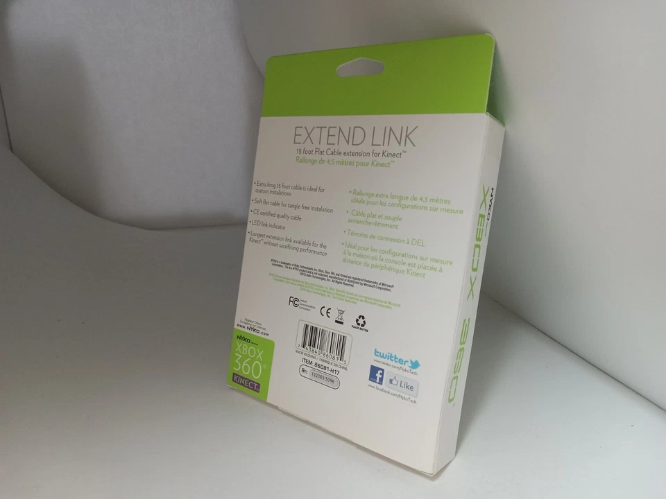 NEW NYKO EXTEND LINK Extra Long Flat 15FT KINECT Extension cable for XBOX 360 2B - Image 2 of 4