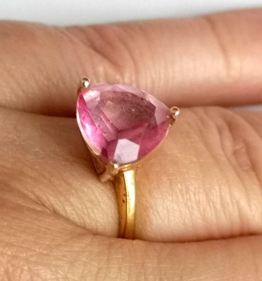Ring Silber 925 vergoldet von QVC mit pure pink Topas 6,5 ct Gr. 60 / 19,1 mm - Bild 2 von 4