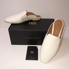 New In box FRYE White leather Mules
