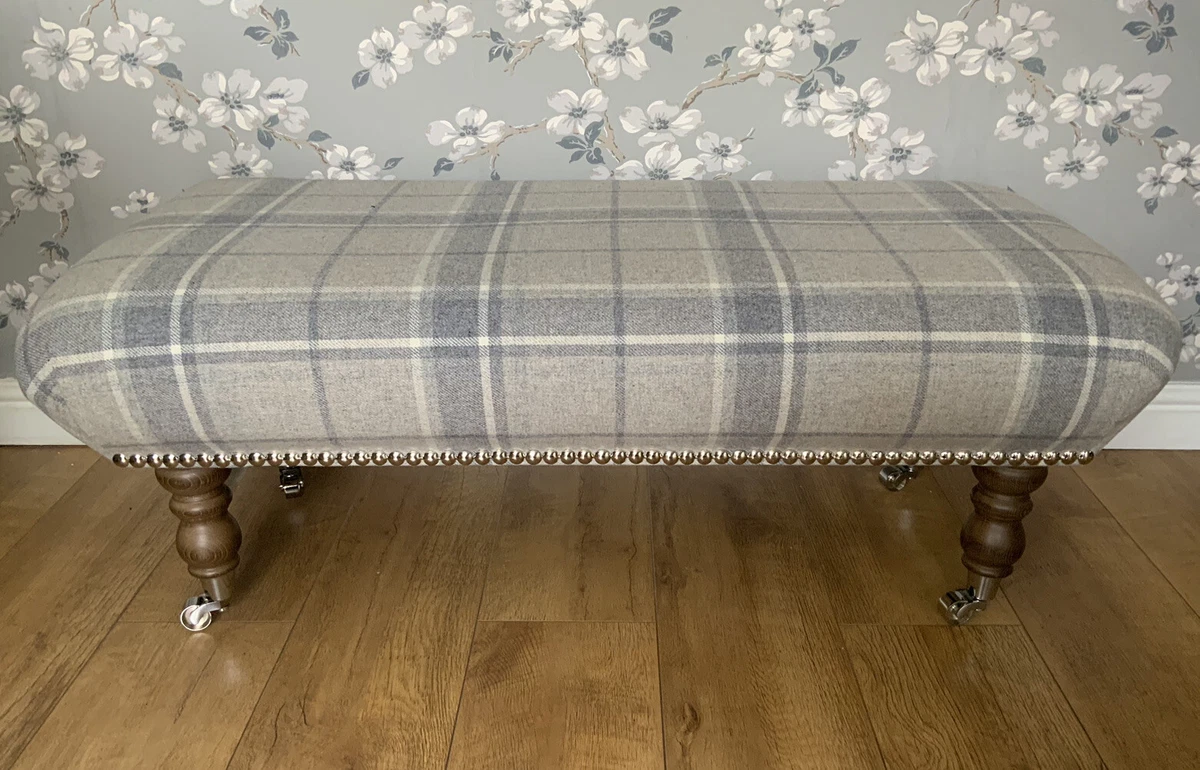 Grey 2024 check footstool