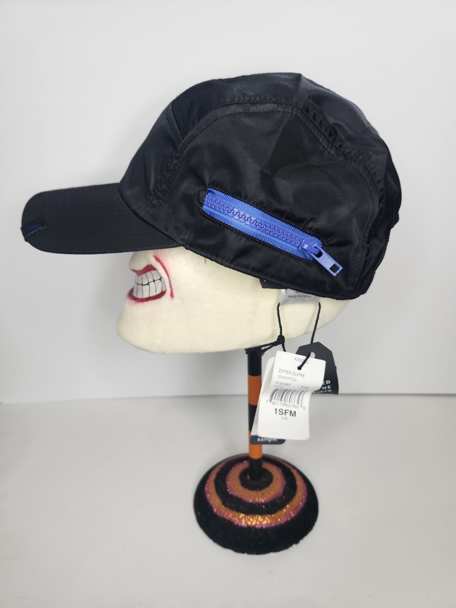 Kangol Zipper Adjustable Biker Bike Racer Cap Hat Black 5 panel