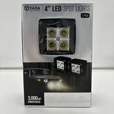 Yada 4" LED Spot Lights 2 Pack 3000 Lumens Each Waterproof Square Fog Lights 