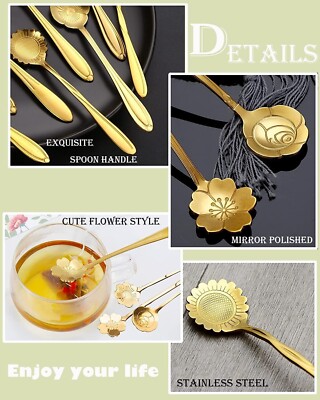 Goowood Spoons Coffee Tea Spoon Flower Carving Tea Coffee Dessert Spoon Long Handle Dinnerware Tableware Kitchenware Goowood Spoons Coffee Tea Spoon Flower Carving Tea Coffee Dessert Spoon Long Handle Dinnerware Tableware Kitchenware