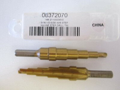 Nuline (8372021) 1/2 x 3/16 x 3/8'' x 1/4'' OAL 6 Step HSS Step Drill Bits - Qty 2