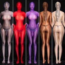 Men Super Elastic Sheer Shiny Jumpsuit Bodystocking Bodysuit Catsuit with Sheath