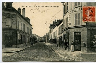 CPA 92 RUEIL Malmaison Rue des Petits-Champs CAFE A L'EVEIL. TABAK MIT EULE