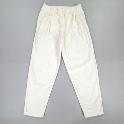 Poetry Damen Hose cremeweiß 14 UK Leinenmischung Fass spitz zulaufend Plissee