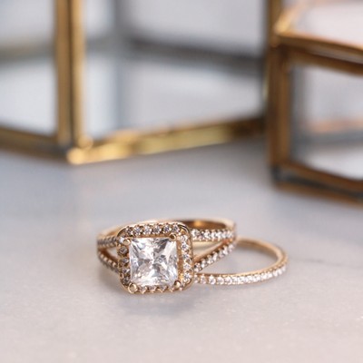 1.85 Ct Princess Cut Lab Created Diamond Engagement 14K Solid Rose Gold B