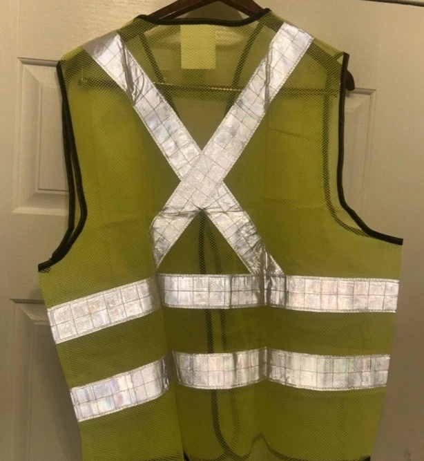 Safety Vest Lot Of 2 High Vis Yellow Reflective HighRGY No Pocket Mesh OSFA - product detail image 4