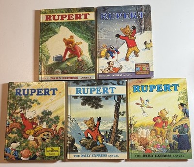 Rupert Bear Annual Bundle x 5 Vintage Books 1967 1970 1971 1972 1973 unclipped