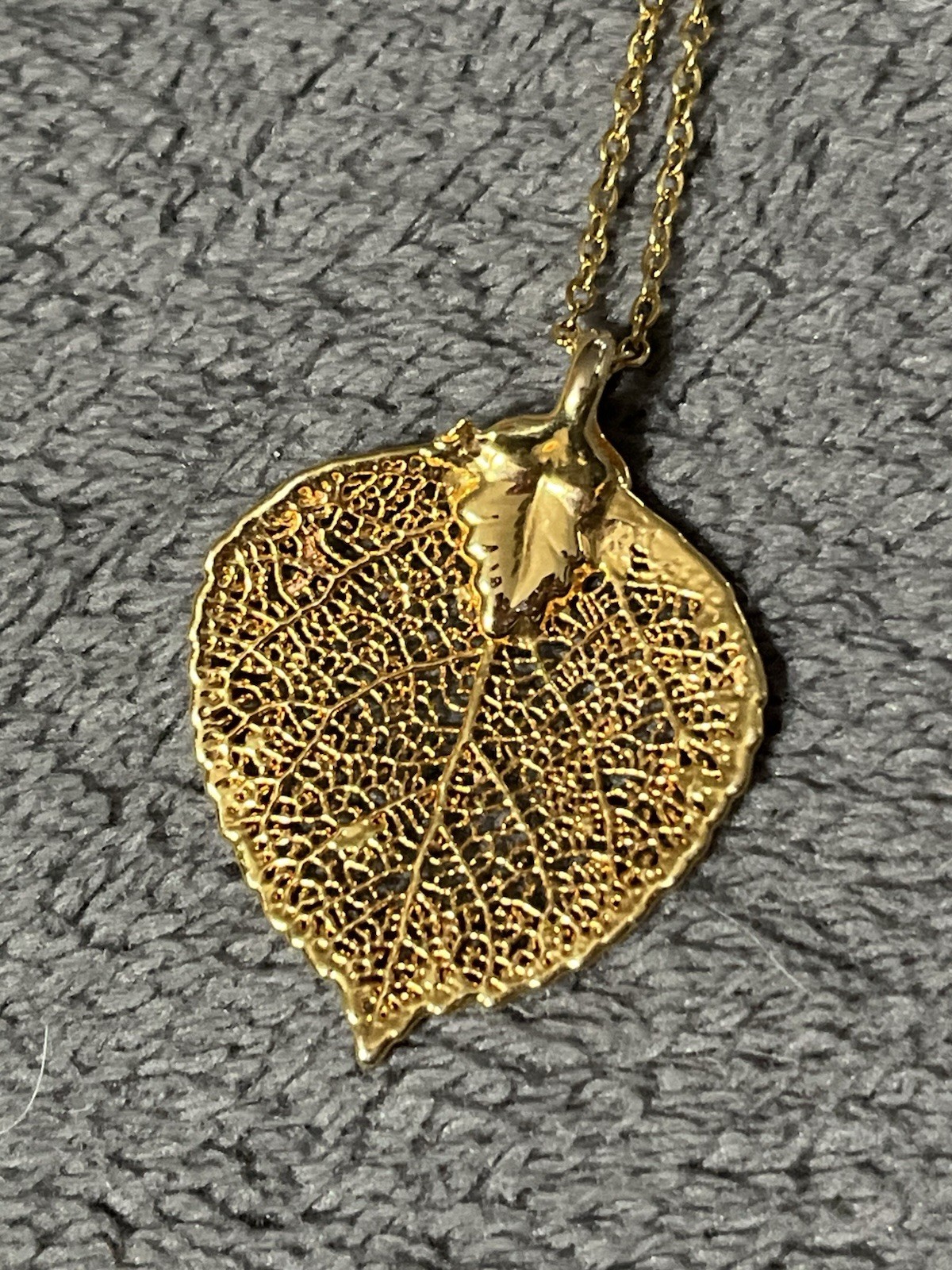 Vintage Estate Jewelry Gold Dipped Real Aspen Lea… - image 2