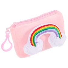  Rainbow Wallet Change Purse Plush Wallet Keychain Bag Key Ring Pendant Lovely