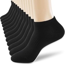6-Pairs Womens Ankle Socks Size 5-9 or9-11 Thick Cotton White 6 Pairs Black