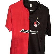 Camiseta de fútbol Atlas FC Gool Juvenil roja negra Bridgestone patrocinador para hombre pequeña