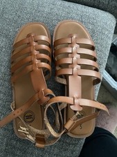 Wonder Nation Girls Brown Gladiator Strappy Buckle Sandals Flat Synthetic Size 5