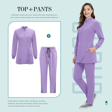 Women's Medical Scrub Set: Long-Sleeve, Zippered Top Pants Style 2026