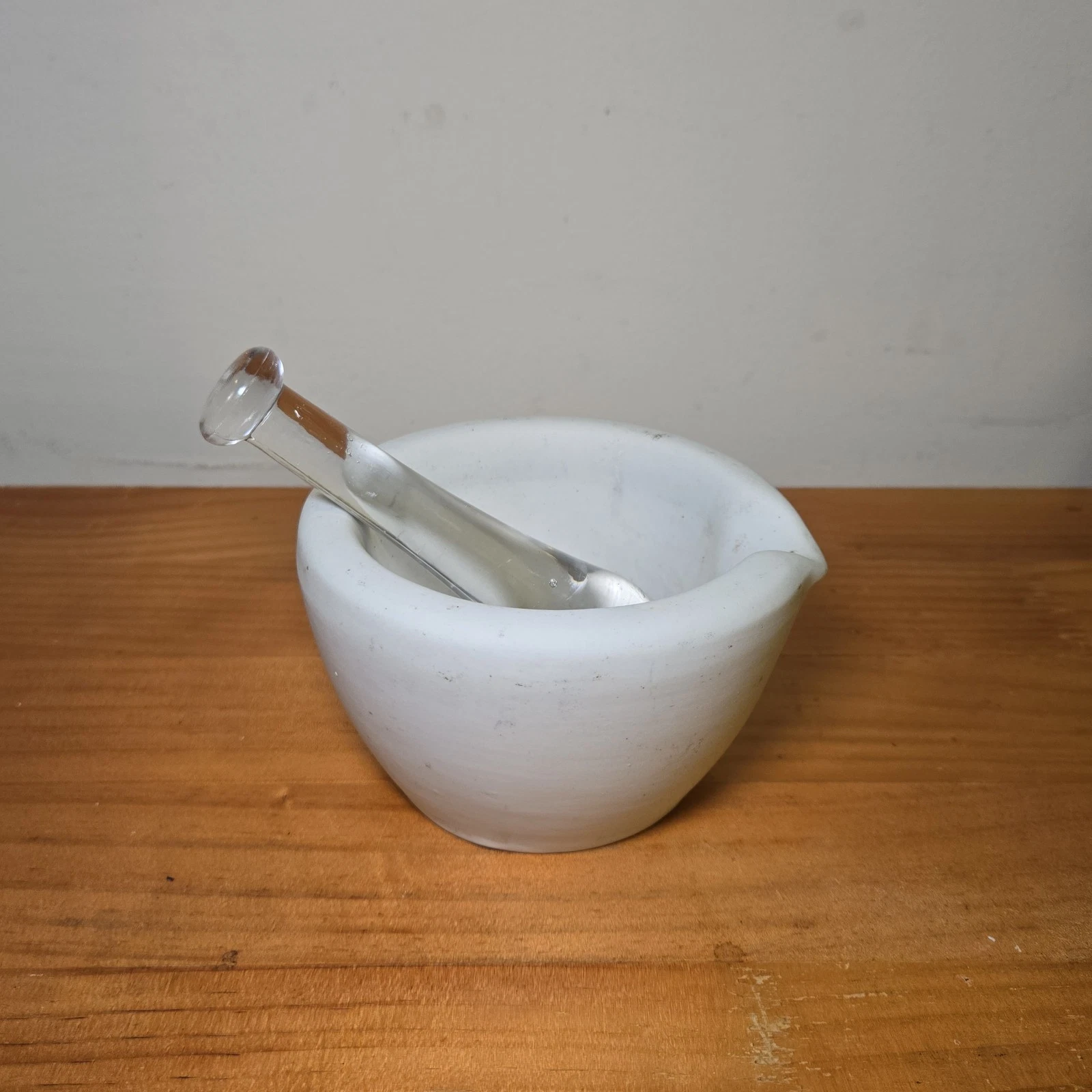 VTG Standard Trenton Mortar Glass Pestle Set Acid Resisting USA Apothecary