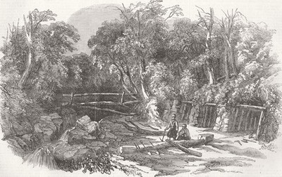 LANDSCHAFTEN. Eintritt Herakleia Kohlebergwerk, Schwarzes Meer 1854 alter antiker Druck