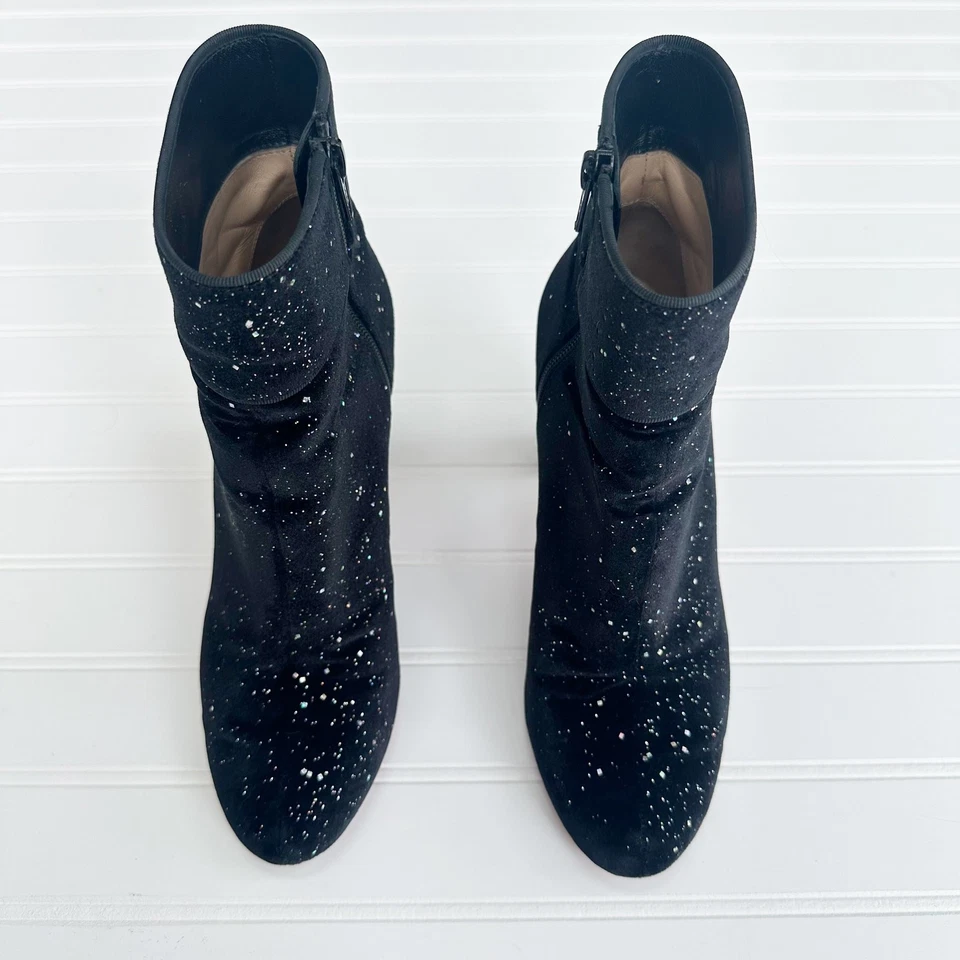 Christian Louboutin Moulamax 黑色天鹅绒踝靴 闪亮 Galaxy 39 85 毫米 — 第 3/4 张图片