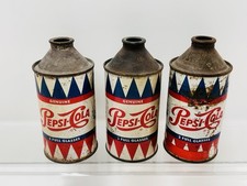Lot Of 3: Vintage 1950s Pepsi-Cola Single Dot Cone Top Soda Cans