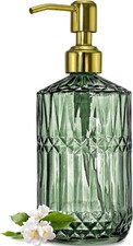 18Oz Green Glass Soap Dispenser with Gold Rust Proof Pump, Refillable Kitchen