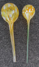 2er Set Blumenbewässerungskugeln, Handgeblasen Durstkugel, gelb, orange, weiß