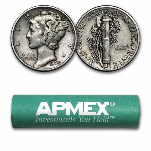 1942 Mercury Dime 50-Coin Roll BU