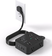 Power Strip Surge Protector, 5Ft Flat Extension Cord with Multiple Outlets