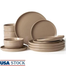 12 Piece Dinnerware Set Scratch Resistant Dishwasher Microwave Safe Stoneware US