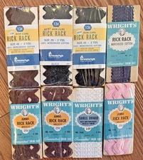 Rick Rack Wrights Trimtex Talon Mercerized *3 yds Lot of 8 Sewing Crafts Various