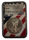 2016  $1 AMERICAN SILVER EAGLE NGC MS69 USA FLAG CORE HOLDER