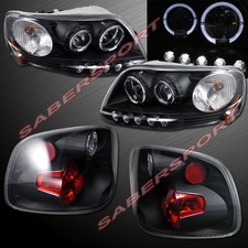 Black Halo Projector Headlights Taillights For 1998-2000 Ford F-150 Flareside