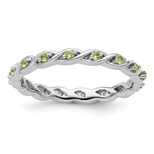 Silver Stackable Expressions Peridot Ring QSK1477