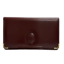CARTIER Must Line Clutch bag Wine Red, Bordeaux, Gold Hardware leather