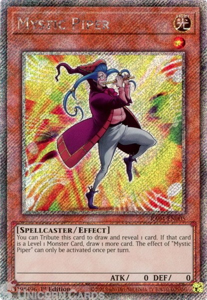 RA04-EN005 Mystic Piper : Platinum Secret Rare 1st Edition Mint YuGiOh Card