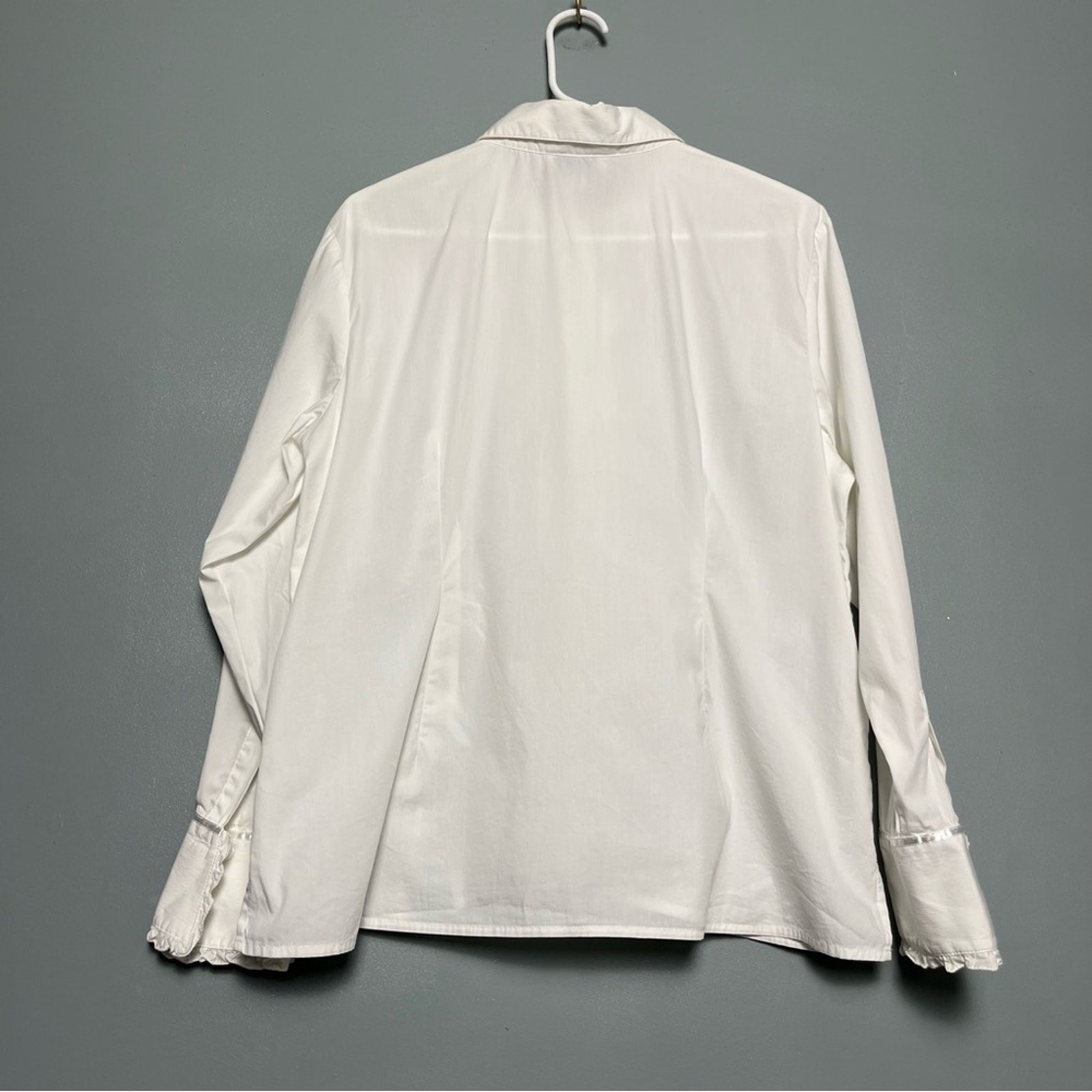 Pendleton Petites Button Down Ruffle White Long S… - image 2