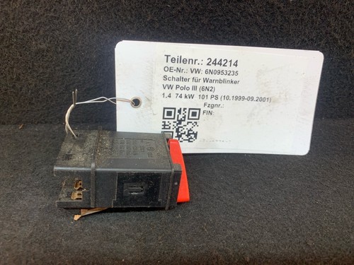 244214 Schalter für Warnblinker VW Polo III (6N2) 6N0953235 1.4