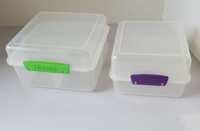 #ad Sistema Lunch Pack Cube Box Container 2L divided Lot Of 2 Food Storage $16.00