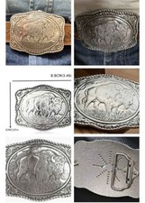 New beautiful Western Silver Bison Buffalo Belt Buckle Western