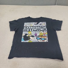Cartoon Network Shirt Mens Large Black Graphic Dexter Johnny Bravo Courage