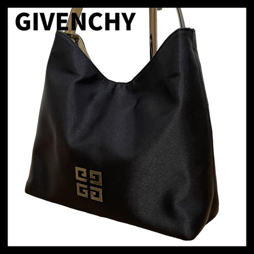 Givenchy One-Shoulder Bag Nylon Leather Black Beige Vintage Japan F/S USED