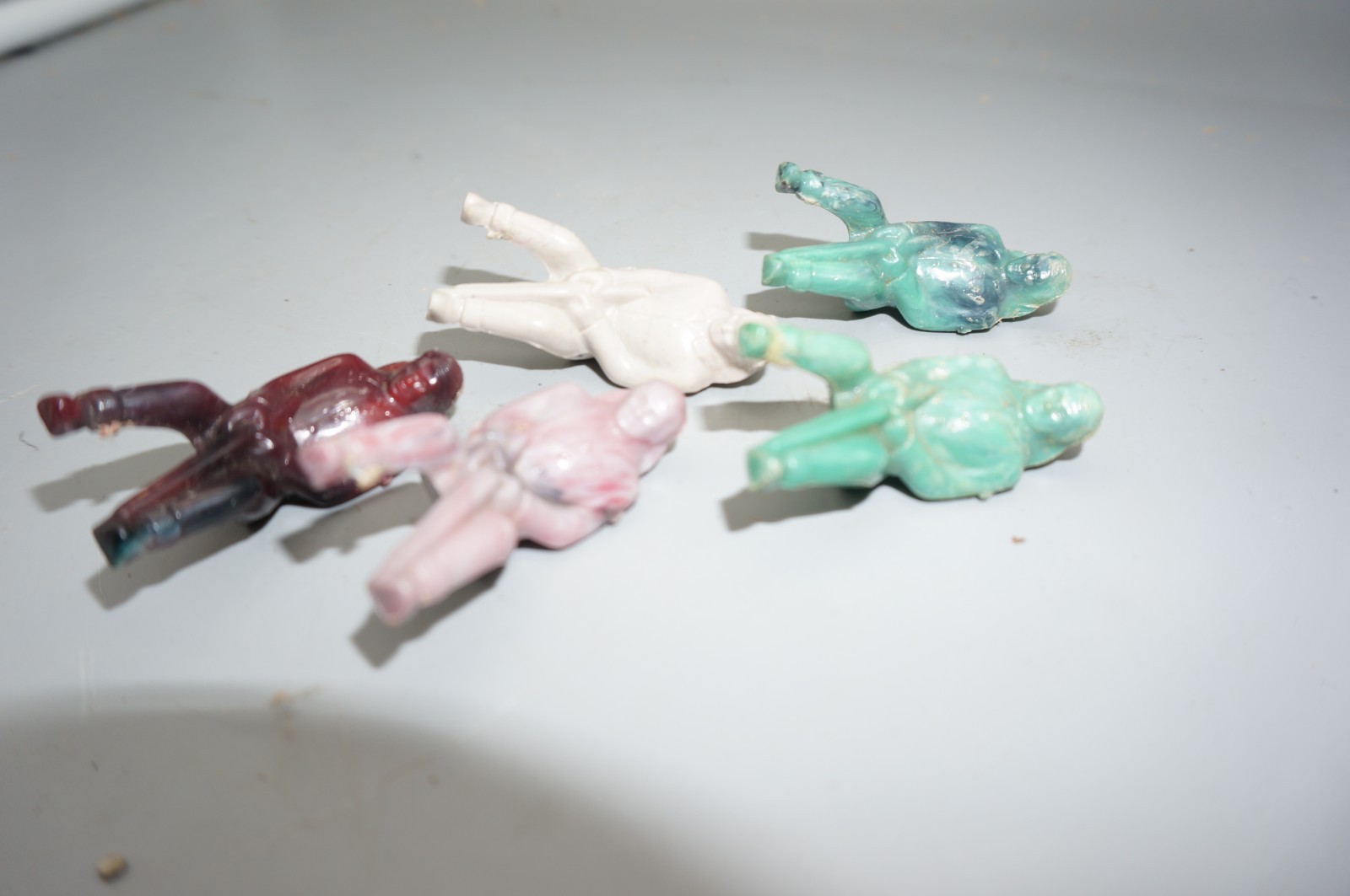 Lot of 5 REL Wagon Rider In Gray,Brown, Green  Plastic.  Riding Shotgun.   1950s