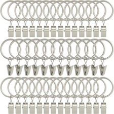 AMZSEVEN 40 Pack Curtain Rings with Clips, Drapery Clips with Rings, Hangers