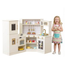 Pretend Play Corner Kitchen Set w/Ice Dispenser Stoves Oven Microwave Dishwasher