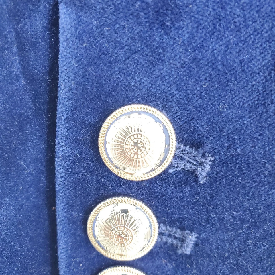 Blazer Traje Chaqueta 4 Casa Blanca Mercado Azul Terciopelo Plateado Botón Único Foto 4 de 4