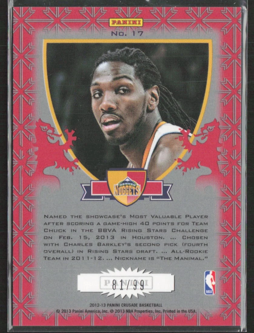 2012-13 Panini Crusade #17 Kenneth Faried Crusade Red #/99 Denver Nuggets (JB)