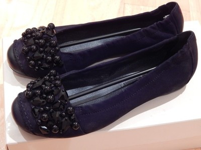 HOGL 6-10 0793 ladies' black ballet flats shoes with Swarovski bead - UK 3 EU 35