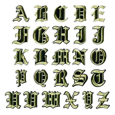 Aufnäher Buchstabe Gold Mittelalter Alt Englisch Aufnäher Bügelbild / Aufnähen Alphabet Buchstaben