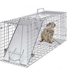Live Animal Cage Trap 31" x 10" x 12" Humane Cat Trap Cats Squirrels Mouse