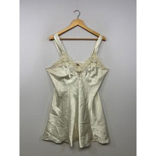 Vintage Coquette Chance Encounters Womens XL Cream Satin Lace Chemise Night Slip